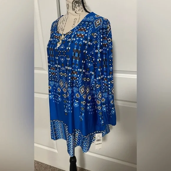 Ruby Rd. Blue Patterned Blouse - Picture 3 of 11